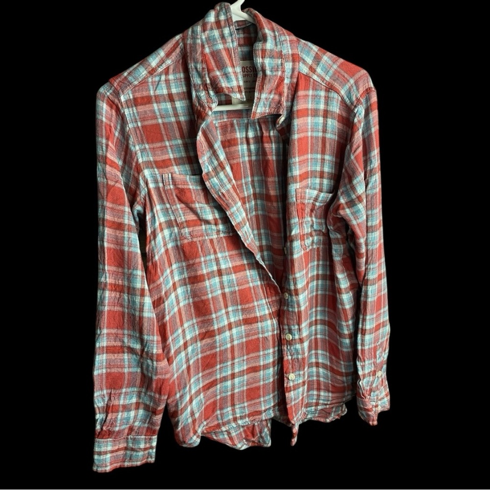 Mossimo Supply Co Rust and White Casual Button Down Shirt